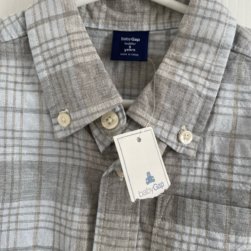 NWT babyGap Toddler Boys Plaid Shirt Gap Size 3 - Picture 3 of 5